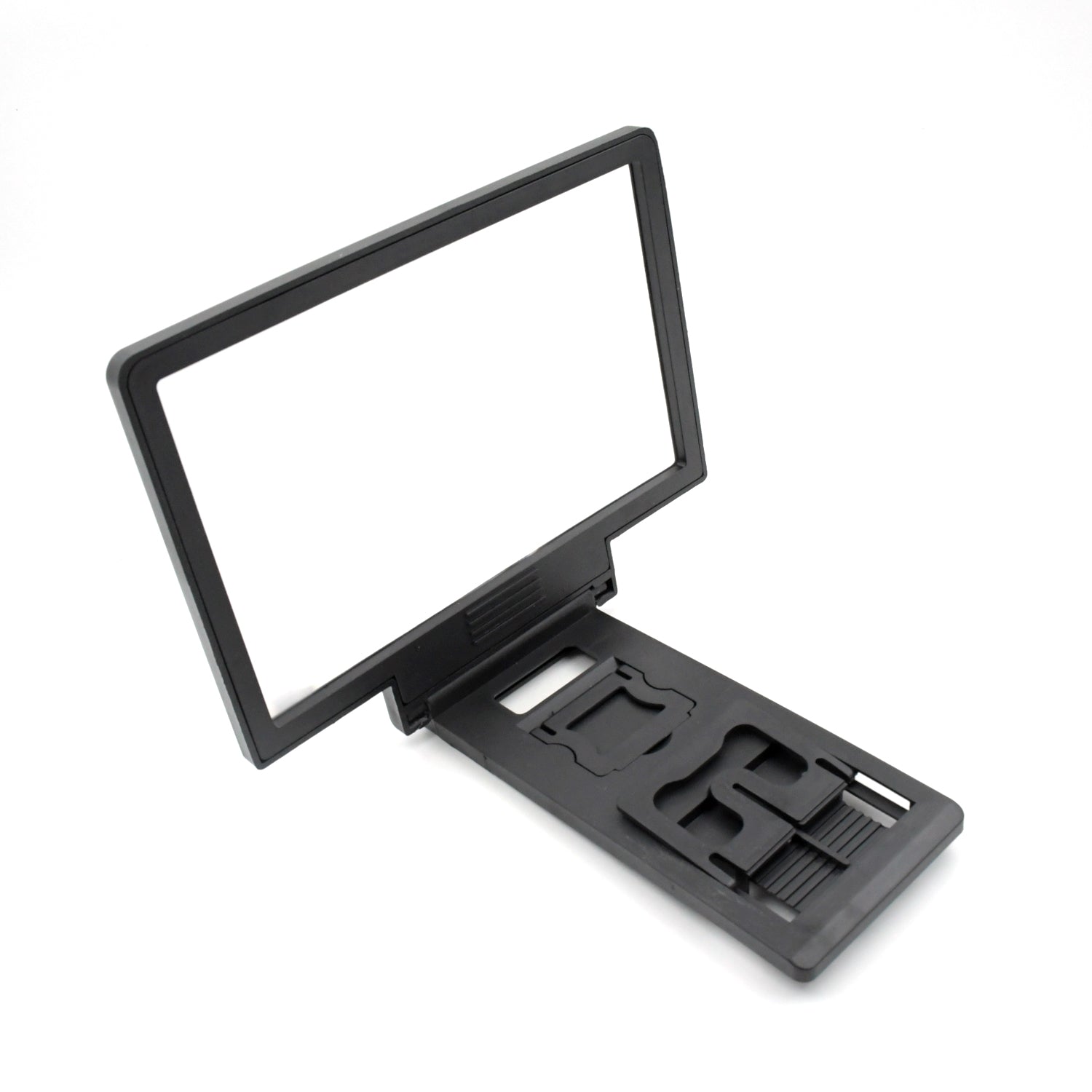 Close-up of 3D video screen magnifier, ideal for hands-free mobile viewing Close-up of 3D video screen magnifier, ideal for hands-free mobile viewing
